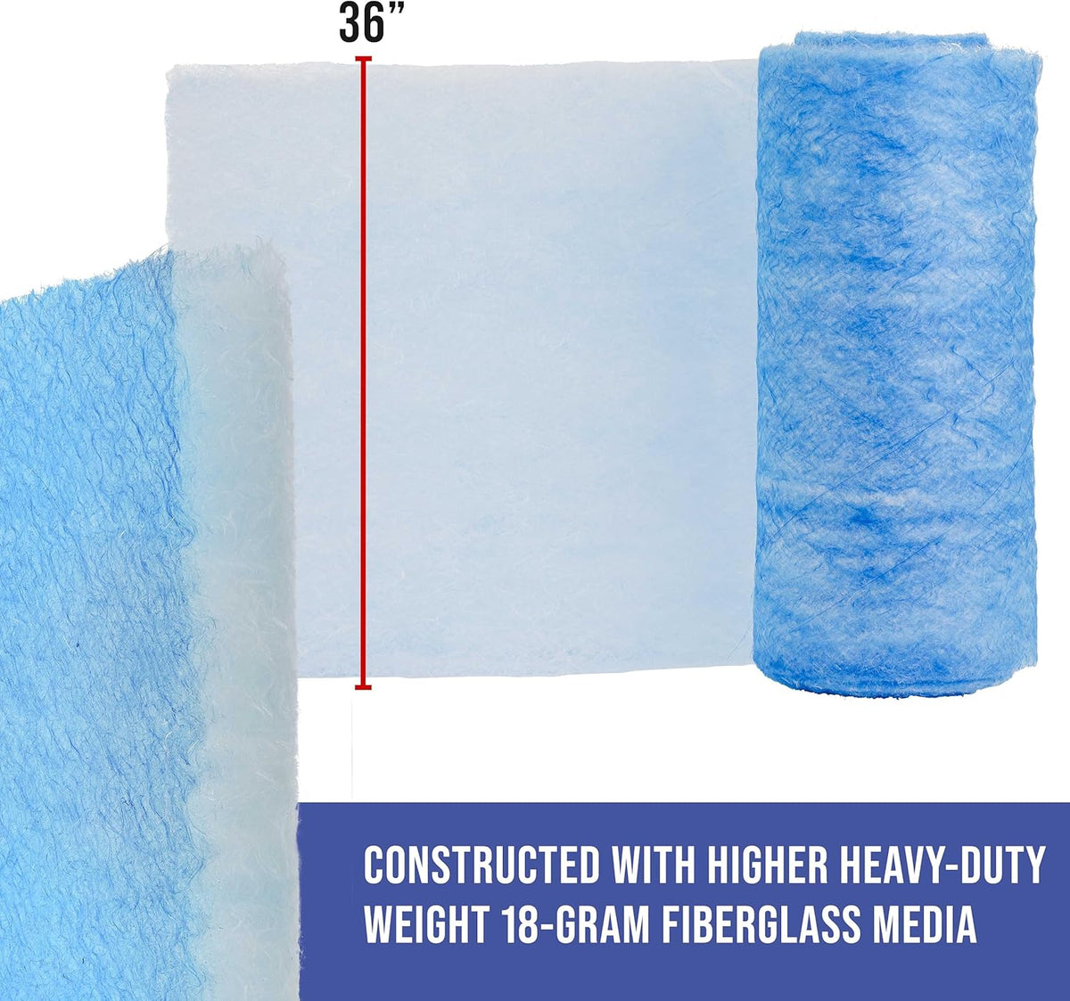 Master Airbrush Elite Paint Spray Booth Exhaust Filter Roll 36" x 100' - 18 Gram Heavy-Duty Fiberglass Paint Arrestor for Filtering Overspray Particles in Auto Body Shops & Refinish Booths