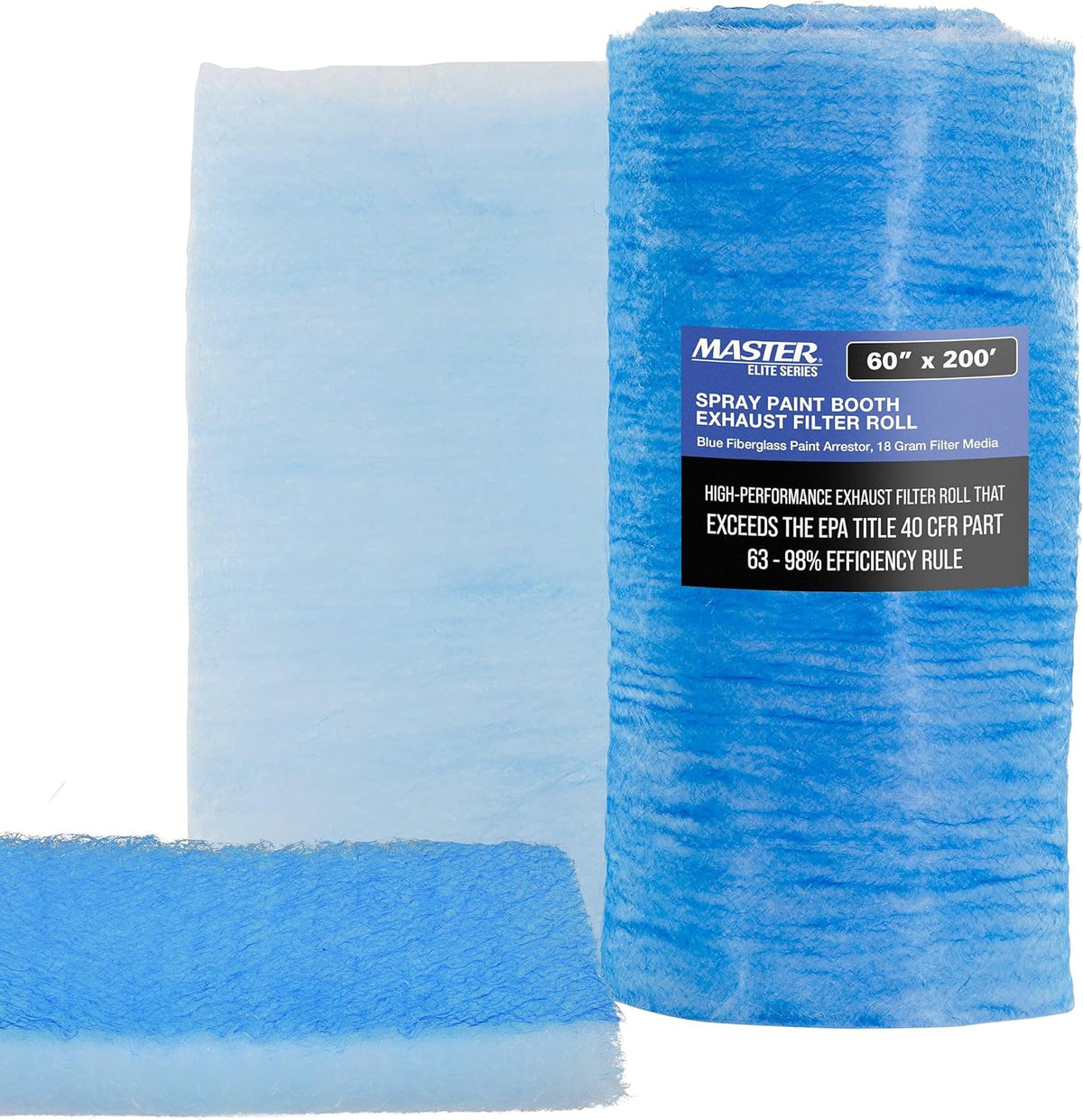 Master Airbrush Elite Paint Spray Booth Exhaust Filter Roll 60" x 200' - 18 Gram Heavy-Duty Fiberglass Paint Arrestor for Filtering Overspray Particles in Auto Body Shops & Refinish Booths