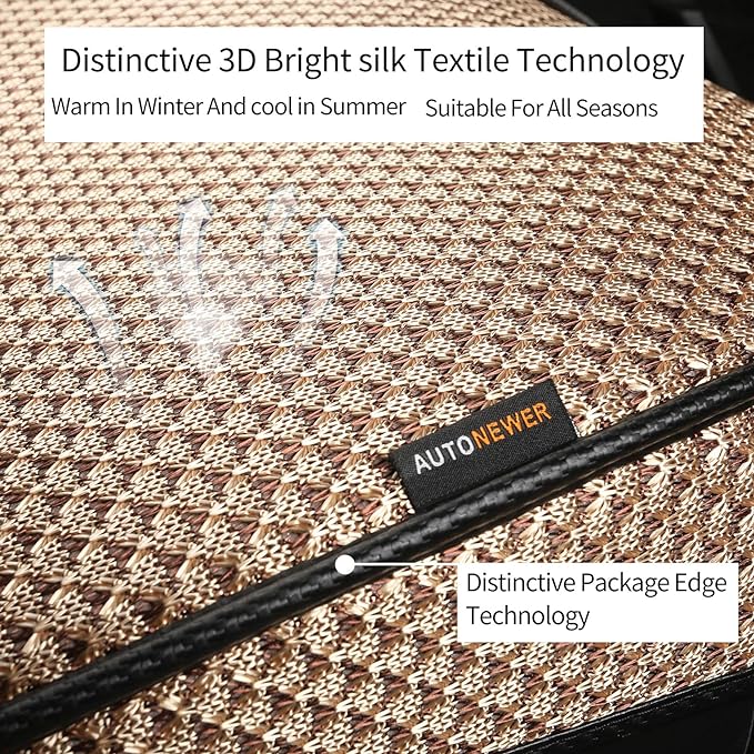 Auto Newer Luxury Breathable Car Seat Cover Fit Four Seasons, Universal Front of Car Seat Cushions, Bottom Seat Covers of Full Wrapped Edge,Universal Fit for 95% Cars,SUV,Pickup(Beige，2PCS)