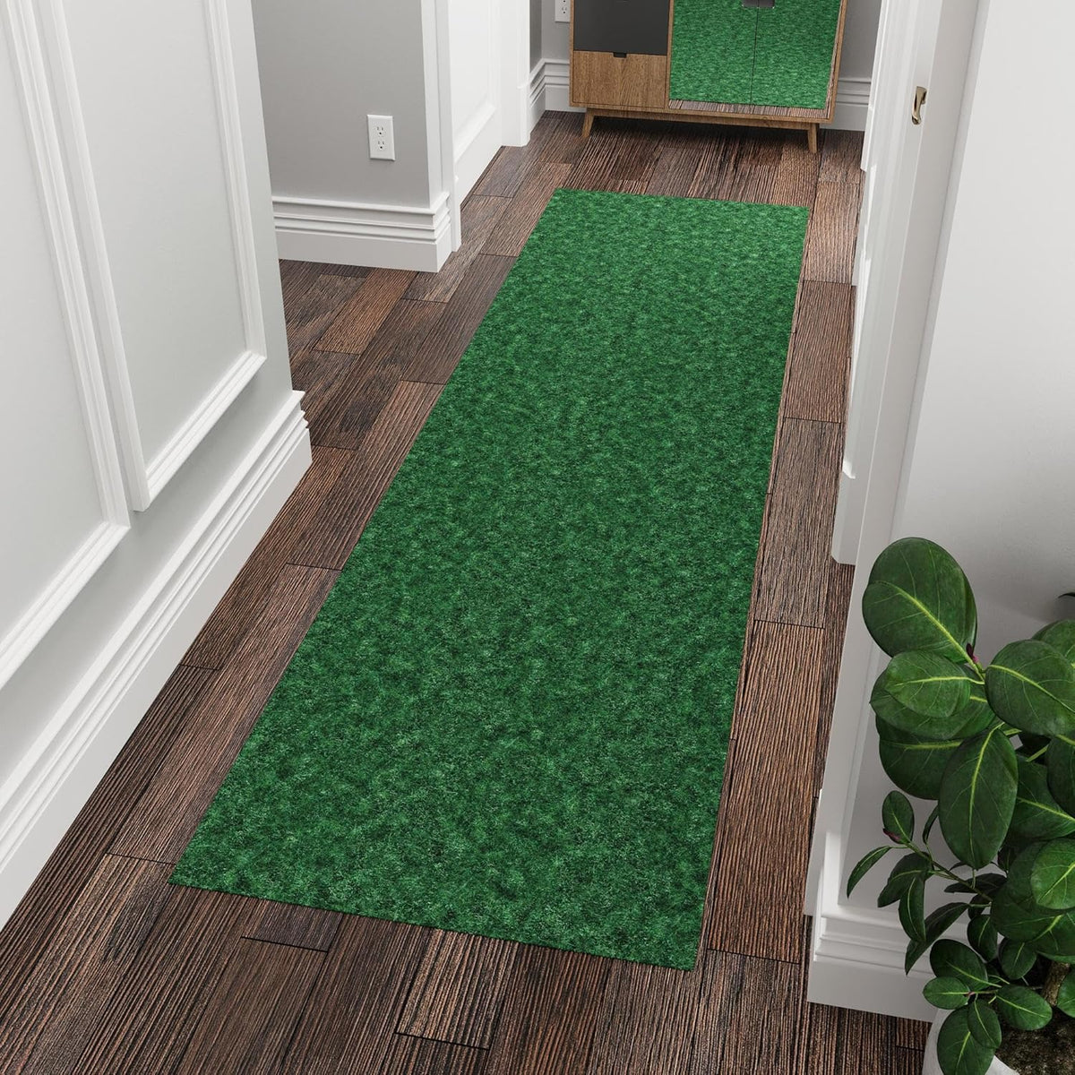 Ottomanson 2'7" x 7' Hallway Runner with Scraper Pile - Extra Durable Non-Slip Rug Mat for Indoor & Outdoor Use - Ideal for Kitchen, Entryway & Garage - High-Traffic Carpet, Green