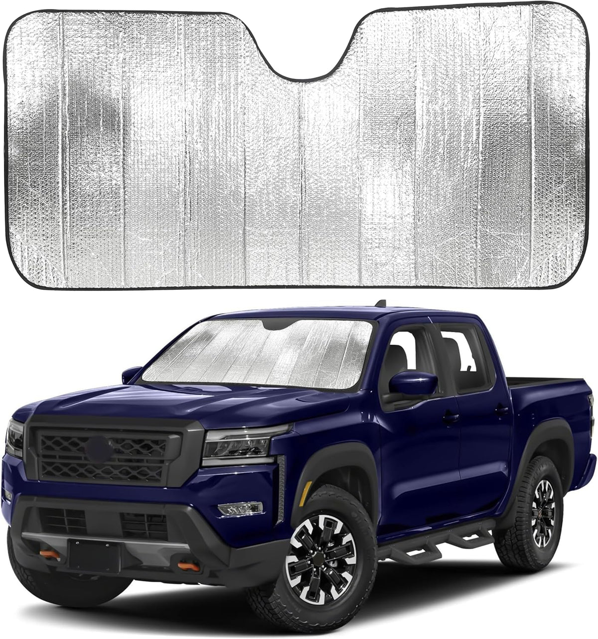 EcoNour Accordion Car Windshield Sun Shade for Trucks | Car Window Shades for Large SUVs & Pickups | UV Blocker Sun Visor for Interior Protection & Heat Control | XL (66 x 27 Inches)