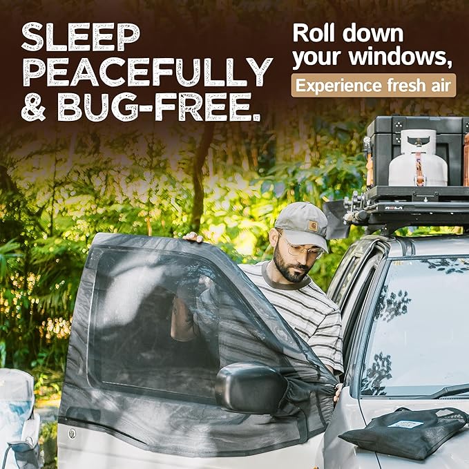 Living in a Bubble Magnetic Bug Screen for Front Doors (Pair), Compatible with RAM Promaster. Vanlife Accessories & Van Life Essentials