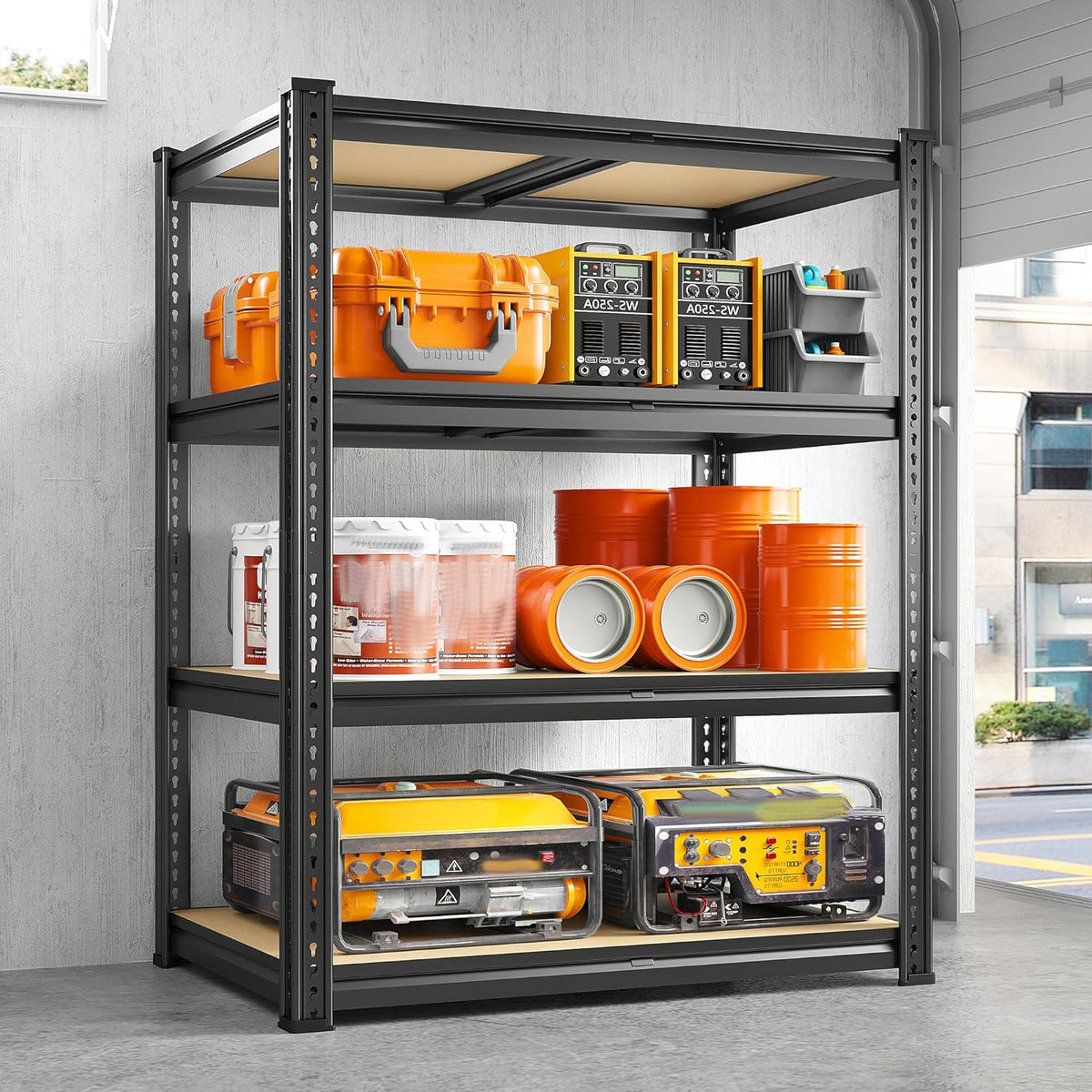 REIBII 60.05" H Storage Shelves 1840LBS Garage Shelving Heavy Duty Shelving 4 Tier Garage Shelves Adjustable Metal Shelf for Kitchen Basement Pantry Warehouse 35.45" W x 17.72" D x 60.05" H