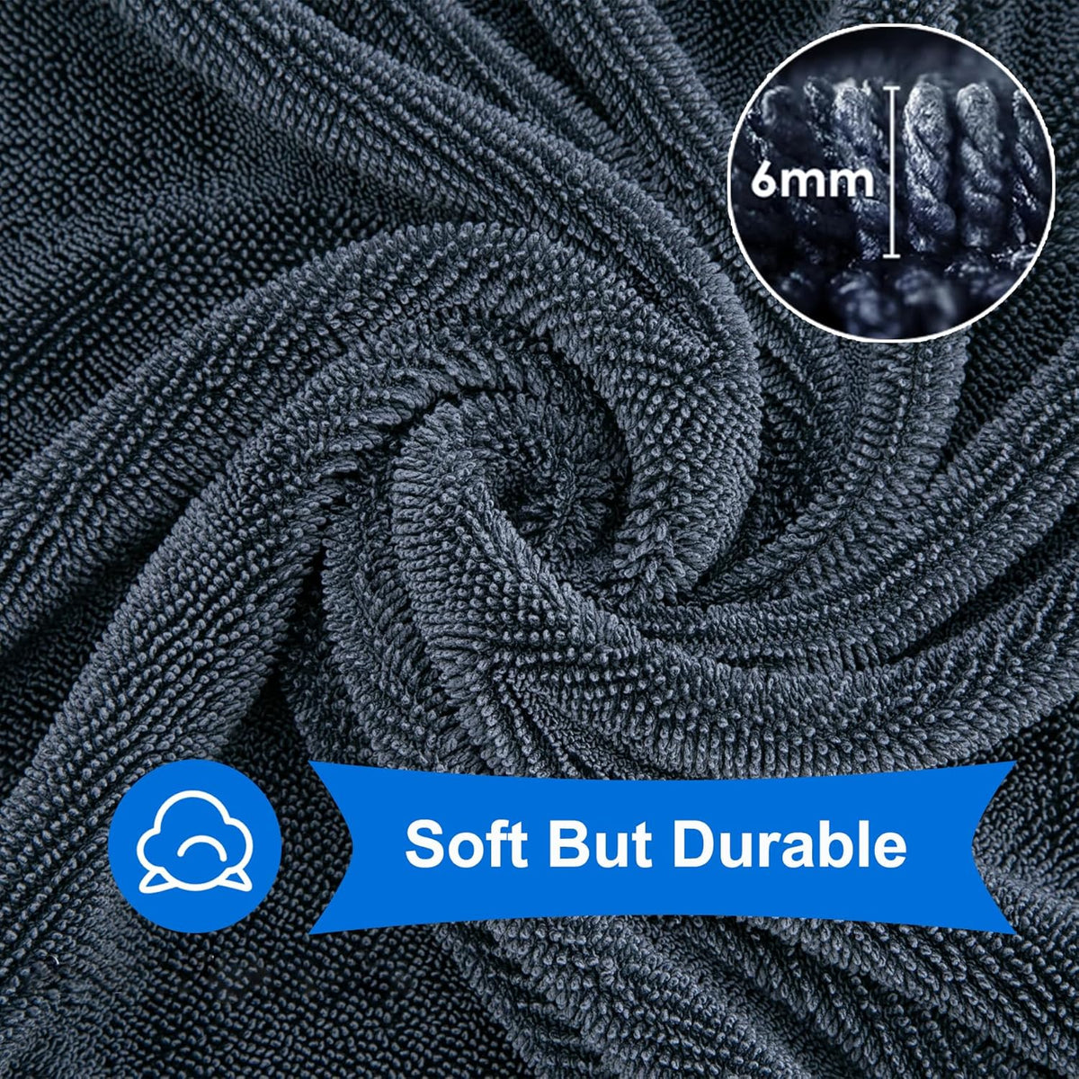 CICMOD Car Drying Towels 35"x24" Large Microfiber Towels for Car Detailing 600 GSM Gray - 4 Pack