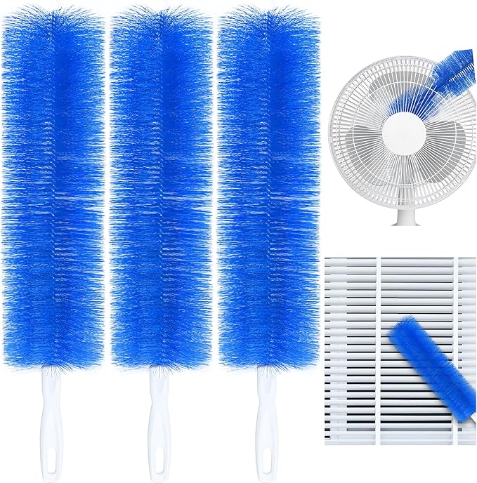 Fan Cleaner Brush Bendable Fans Duster Reusable Dust Remover Plastic Dust Cleaner Flexible Microfiber Head Ceiling Brush for Fans Air Conditioning Home Car Vents Curtain Box Fan Shutters, 3 Pcs