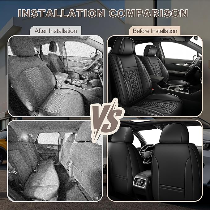 TTX LIGHTING for Toyota RAV4 2013-2026 Seat Covers: Waterproof Leather Seat Protector with Airbag Compatible (2 Front Seats,Black)