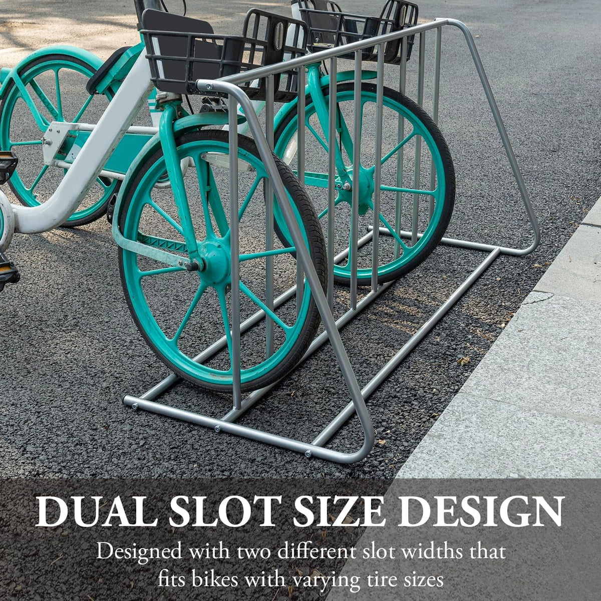 MyGift Large Metal Double-Sided Grid Bike Rack Stand, Freestanding Bicycle Storage Holder for Garage or Outdoor Parking with 6-Bicycle Capacity