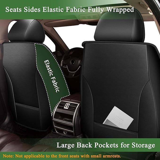 Bling Diamond Embroidered Seat Covers for Acura TSX 2009-2014 Sparkle Rhinestone Breathable Perforated Faux Leather Car Seat Covers for Women (Black)