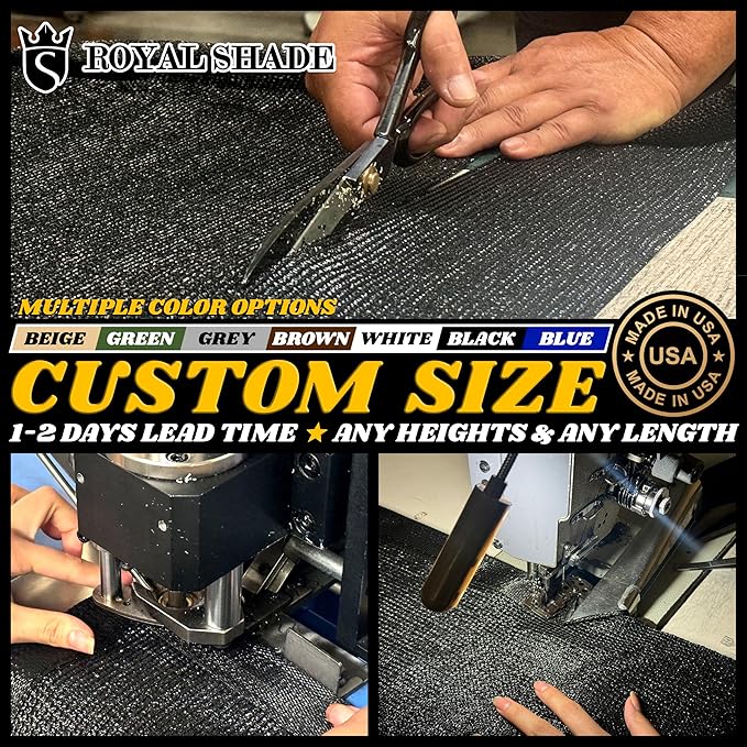 Royal Shade Custom Size 5' x 86' Green Fence Privacy Screen Windscreen Cover Netting Mesh Fabric Cloth - Cable Zip Ties Included (We Make Custom Size)