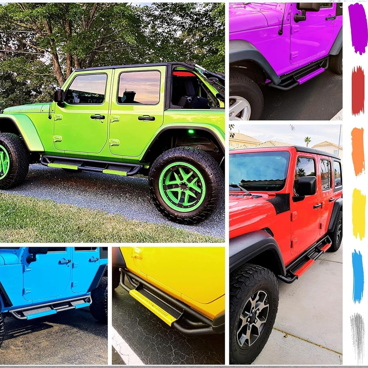 OEDRO 6 inch Running Boards, Drop Side Steps Compatible with 2018-2025 Jeep Wrangler JL 2 Door, All Steel Nerf Bar Paintable Step Plates