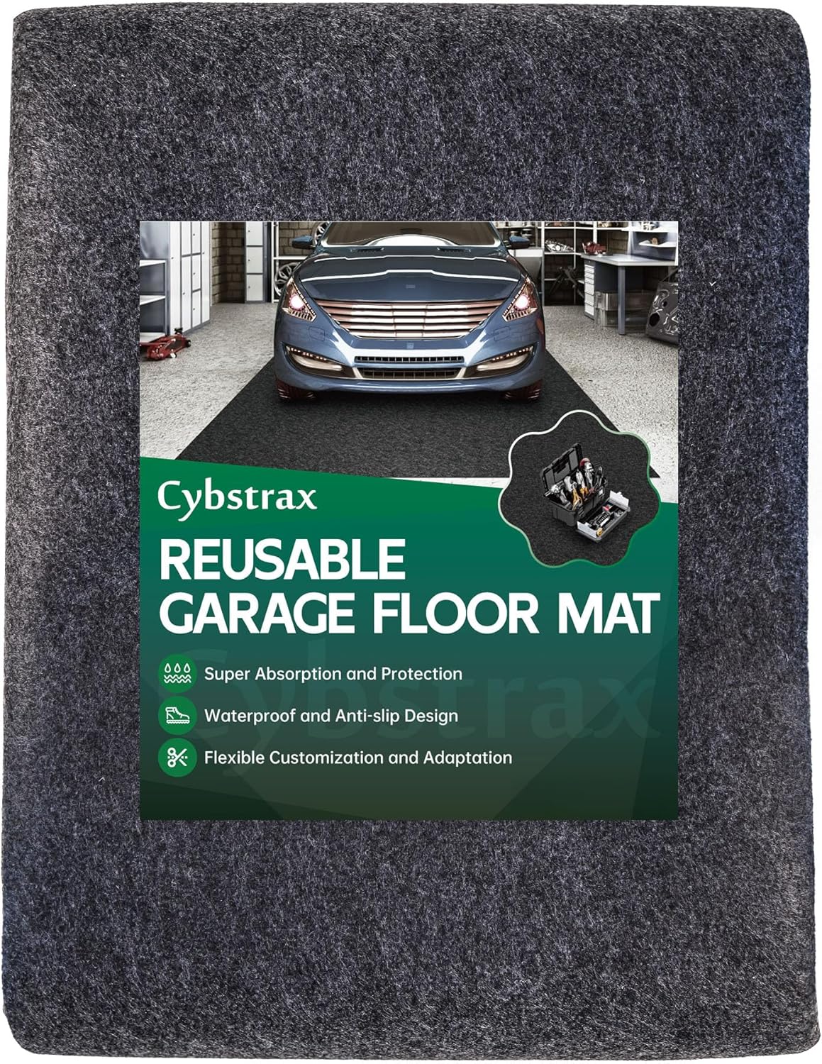 Oil Spill Mat - 96" x 72" Absorbent Oil Garage Floor Mat for Under Car - Protect Driveway from Drips, Spills, Stains, Reusable & Durable Garage Floor Protection Mat with Waterproof Backing