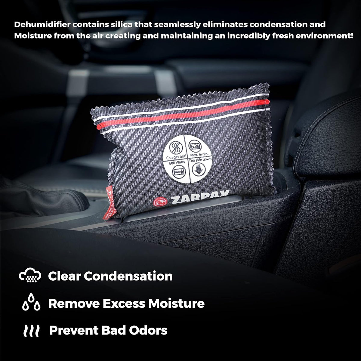Car Dehumidifier - Rechargeable for Car, Auto, Truck, Van, SUV and RV/Motorhome Moisture absorber Dark Grey, Pack of 1