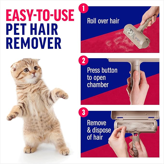 ChomChom Roller Pet Hair Remover – Original Size Reusable Lint Roller for Cat & Dog Hair on Furniture, Couch, Carpet, Car, Rugs & Bedding – Portable, Eco-Friendly (Dog)