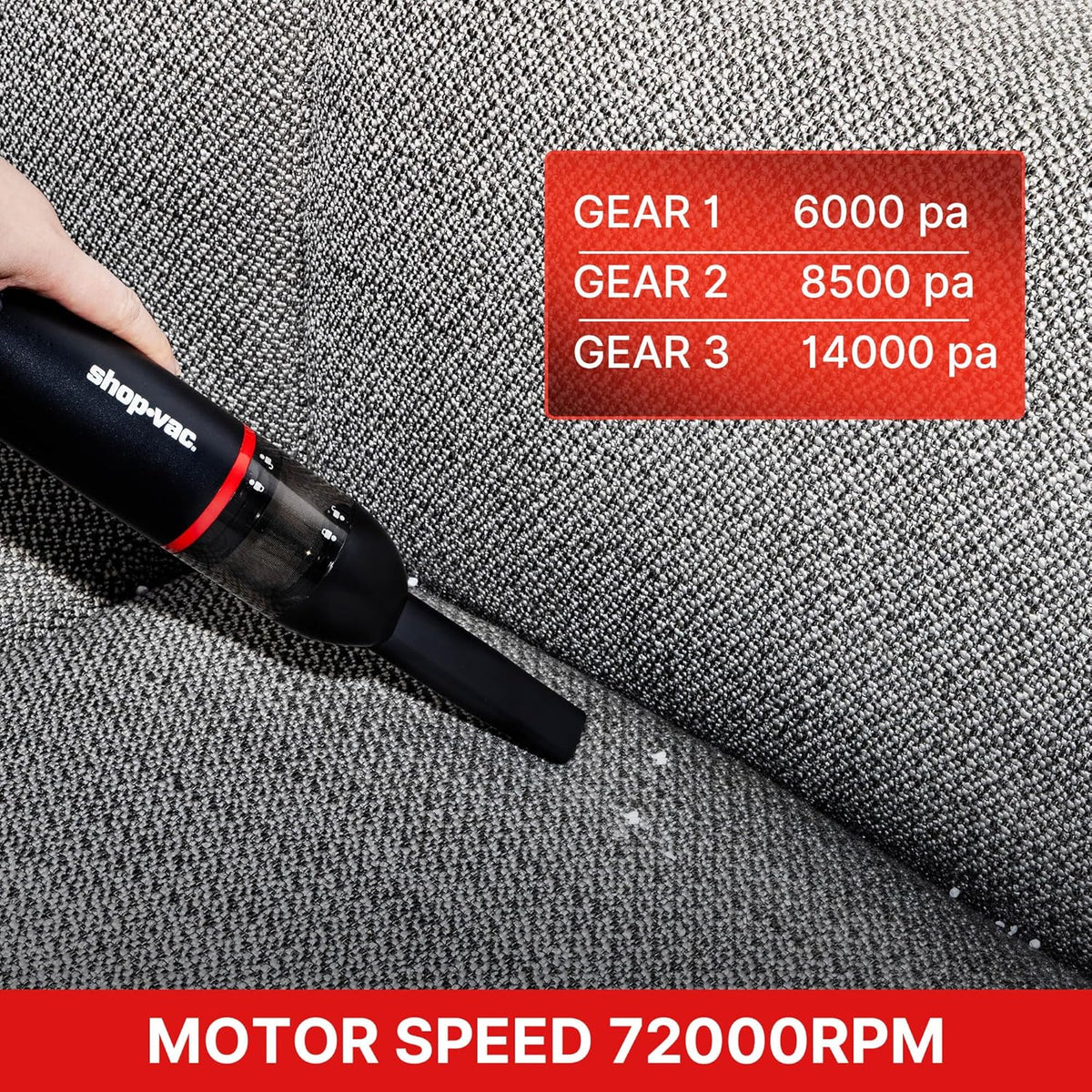 Shop-Vac Car Vacuum Cordless, 14000Pa 2-in-1 Blow/Suction Portable Air Duster, Mini Car Vacuum, Handheld & Lightweight with 6 Nozzles, Type-C Rechargeable for Auto/Home/Office